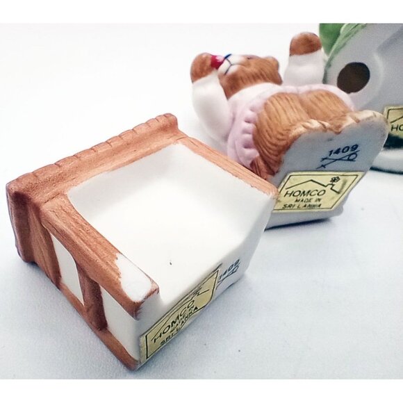 Homco Classroom Bear Figure Set Teacher Students Chalkboard Globe Desk Vintage - Picture 11 of 16